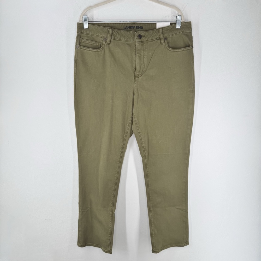NWT Lands End Green Mid Rise Straight Jean Women’s Size 16